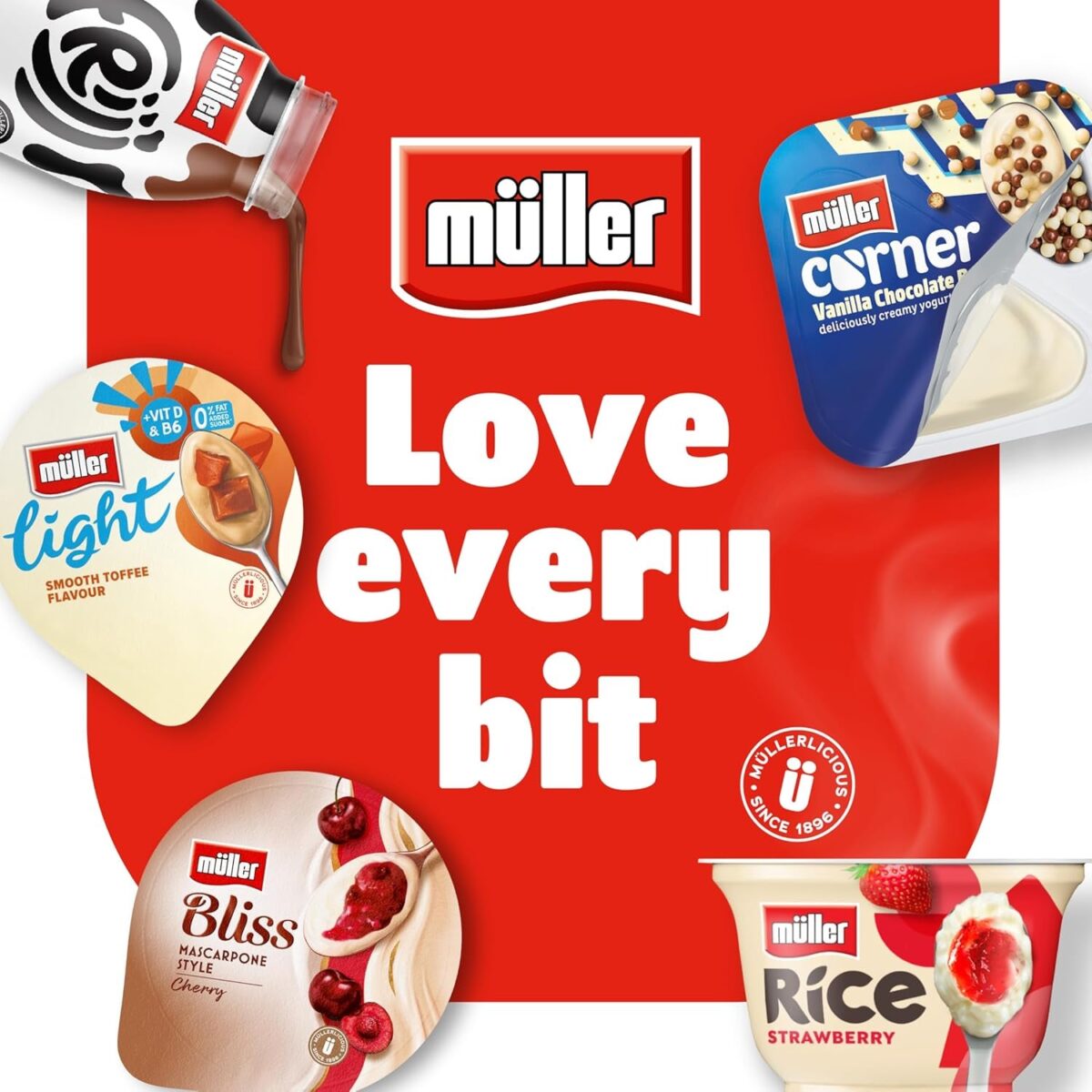 Müller Rice - Strawberry Sauce with Low Fat Creamy Dairy Rice Pudding, 170G (Pack of 1)