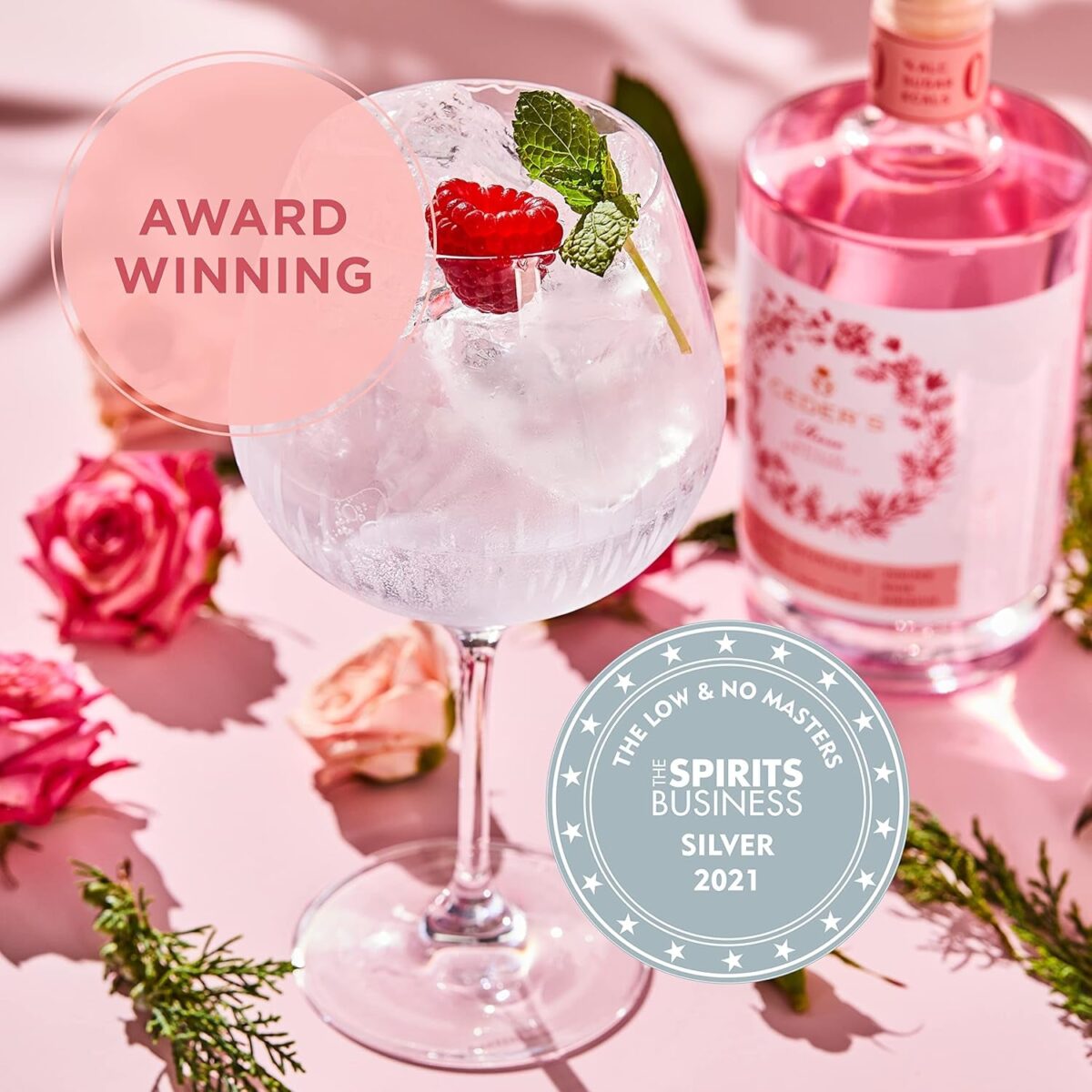 Ceder'S Pink Rose Non-Alcoholic Distilled Spirit, Pink Blush Drink with Juniper and Hints of Rose and Hibiscus, 50 Cl