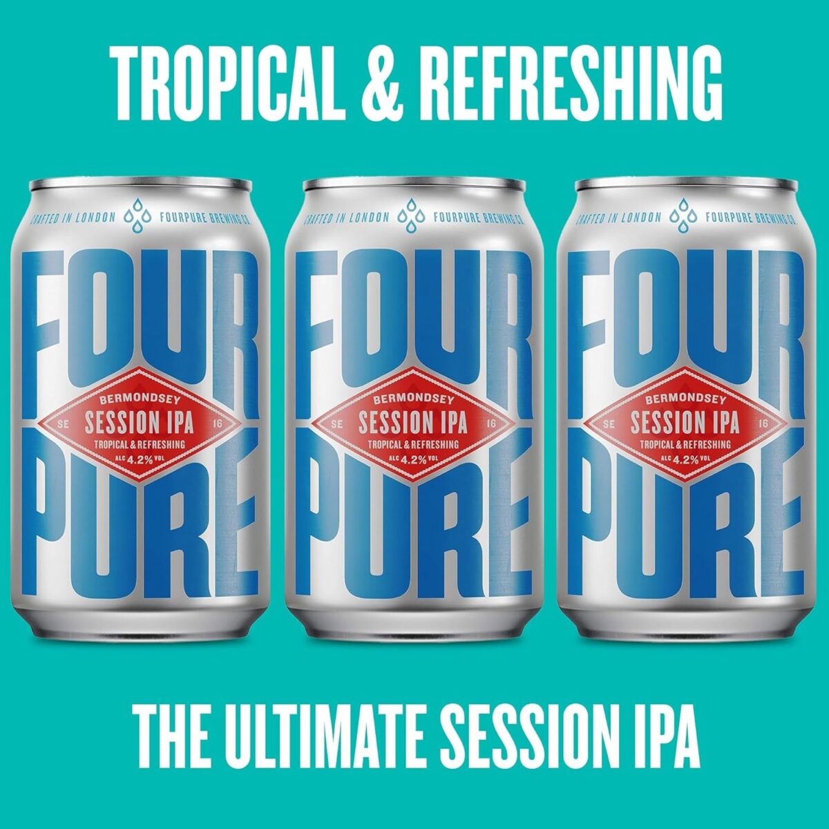 Fourpure Session IPA - Naturally Brewed Hoppy, Tropical & Refreshing Pale Ale - Vegan (12 X 330Ml Cans)
