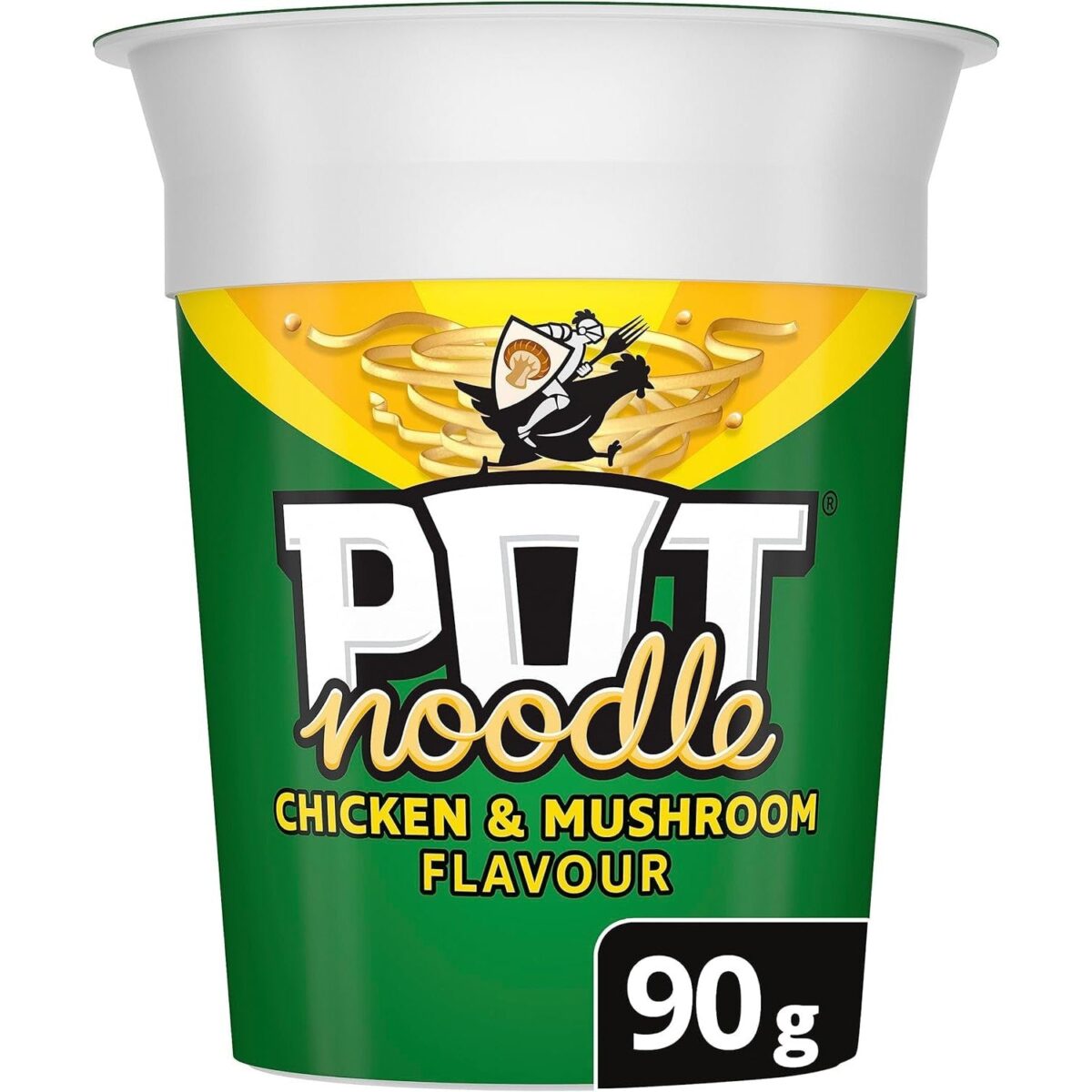 Pot Noodle Chicken & Mushroom Standard Pot Noodle Instant Vegetarian Snack Quick to Make Noodles 90 G