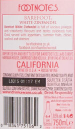 Barefoot White Zinfandel Rose Wine, 75Cl