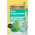 Twinings Pure Peppermint Flavoured Tea Bags - 20 Biodegradable Bags Caffeine & Sugar Free Herbal Tea for Digestion & Refreshment Natural Peppermint Flavor