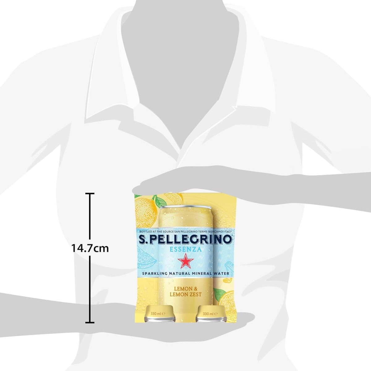 San Pellegrino Essenza Sparkling Water Lightly Flavoured Lemon & Lemon Zest Cans 4X330Ml