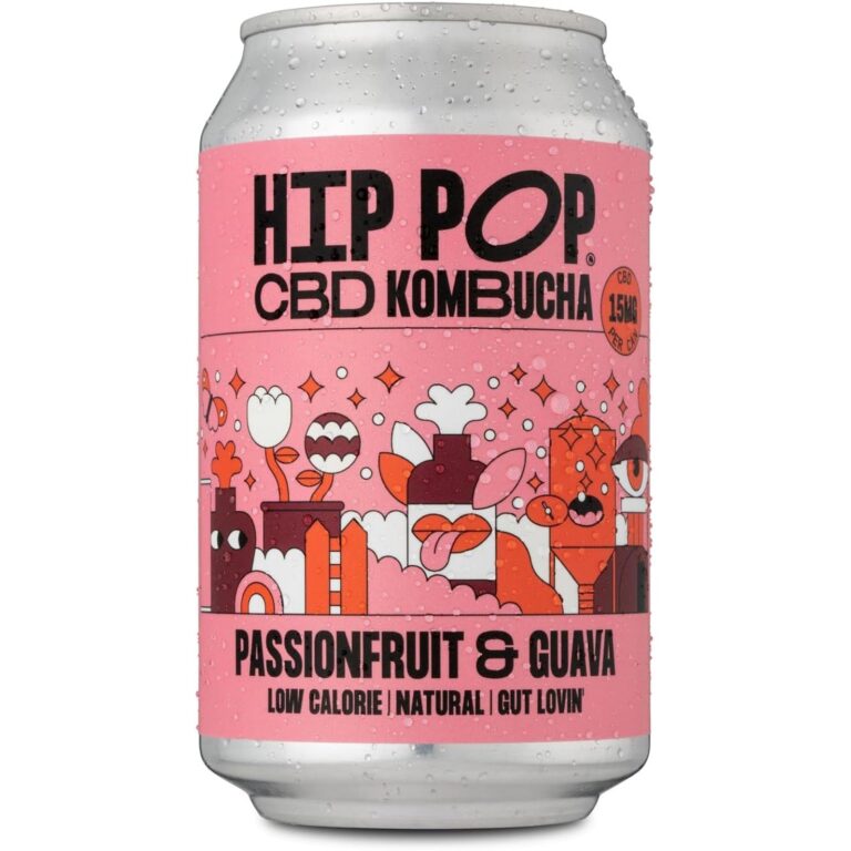 Hip Pop Passionfruit & Guava CBD Kombucha, 330Ml