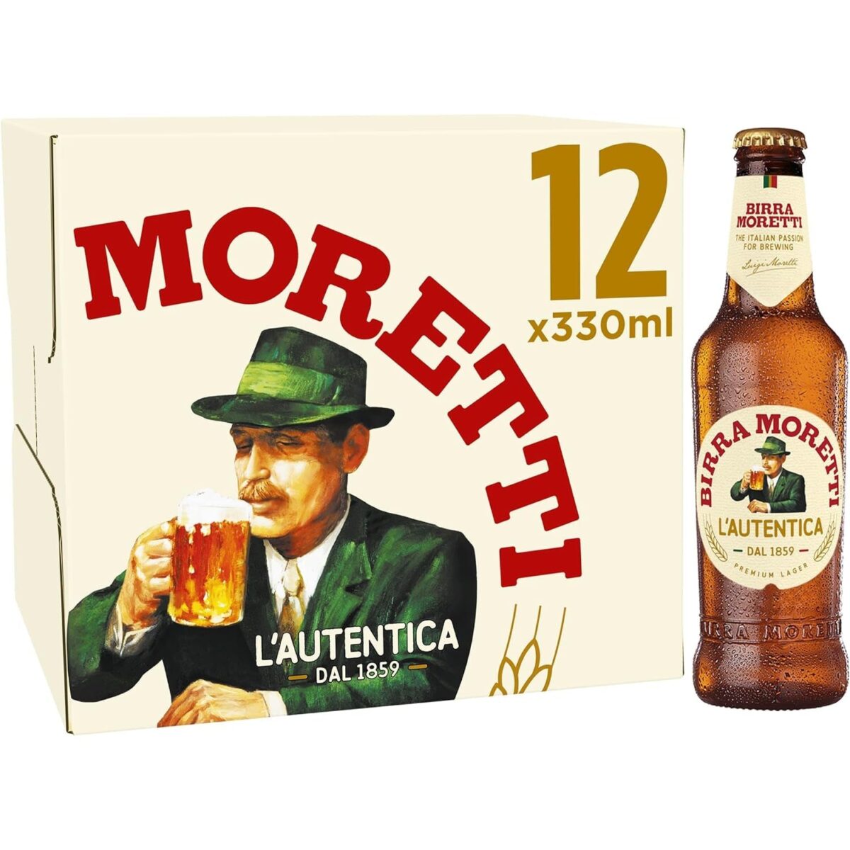 Birra Moretti Premium Italian Beer, 12 X 330Ml