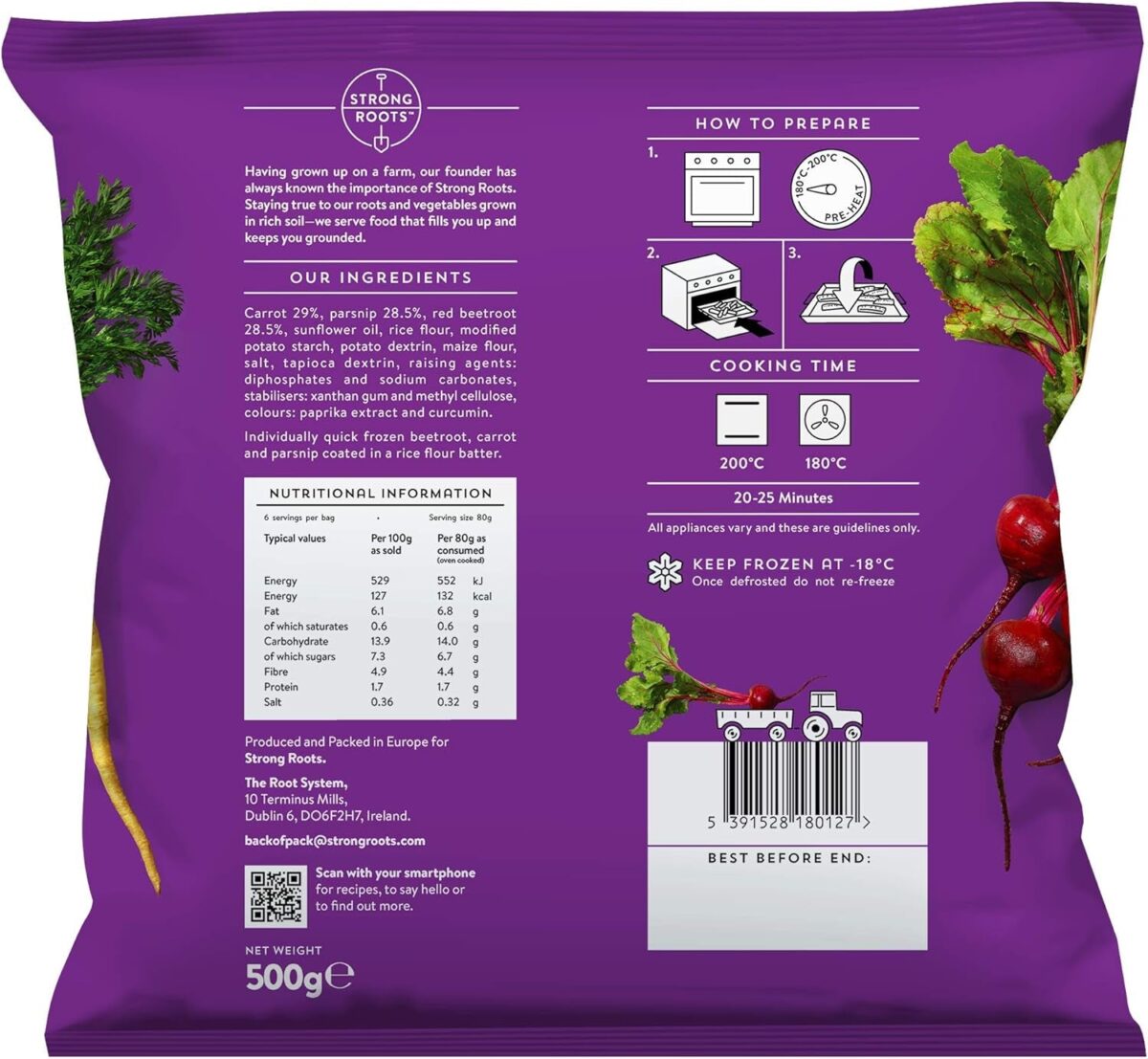 STRONG ROOTS Mixed Root Vegetable Fries, 500G (Frozen)