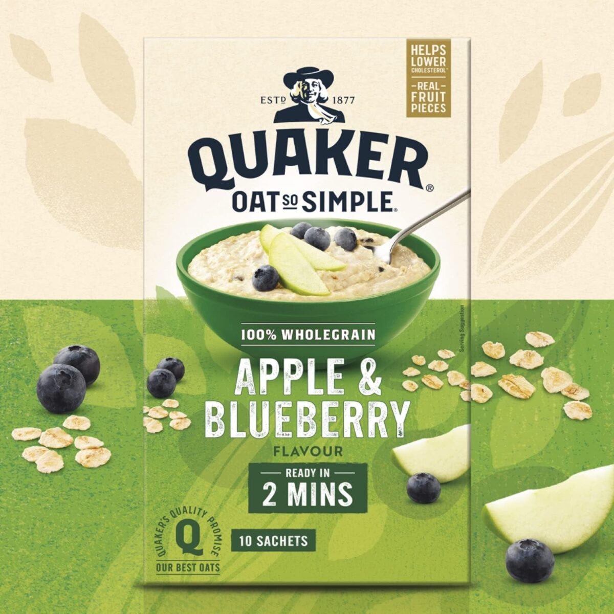 Quaker Oat so Simple Apple and Blueberry Porridge Sachets, 10X36 G
