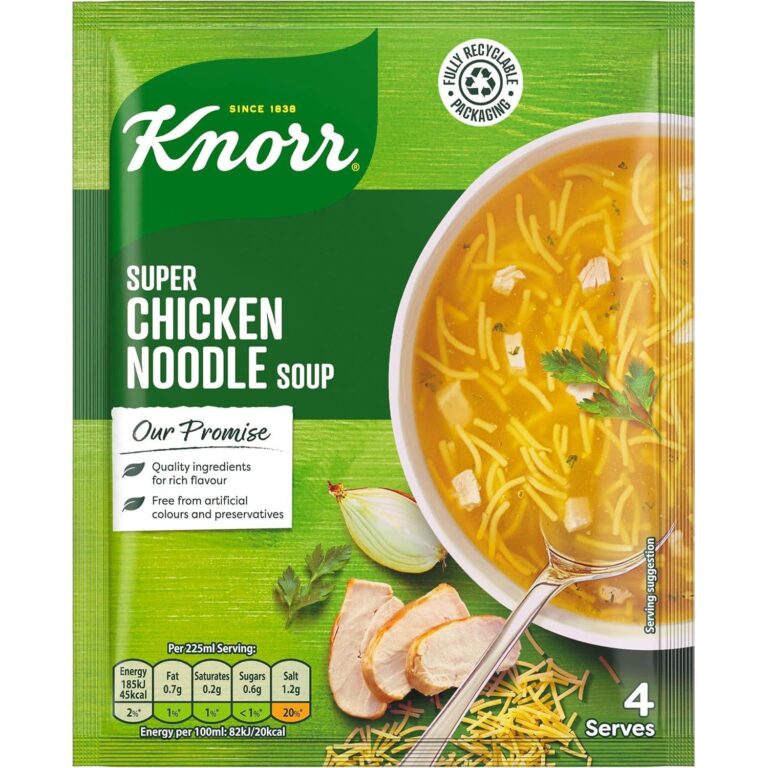 Knorr Super Chicken Noodle Soup Mix Packet Soup Free from Artificial Colours and Preservatives Quick and Easy 4X 51 G