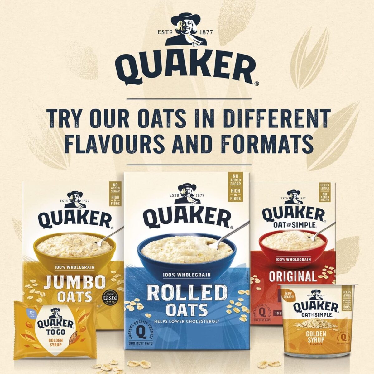 Quaker Oat so Simple Protein Golden Syrup Porridge Pots, 6 X 63 G