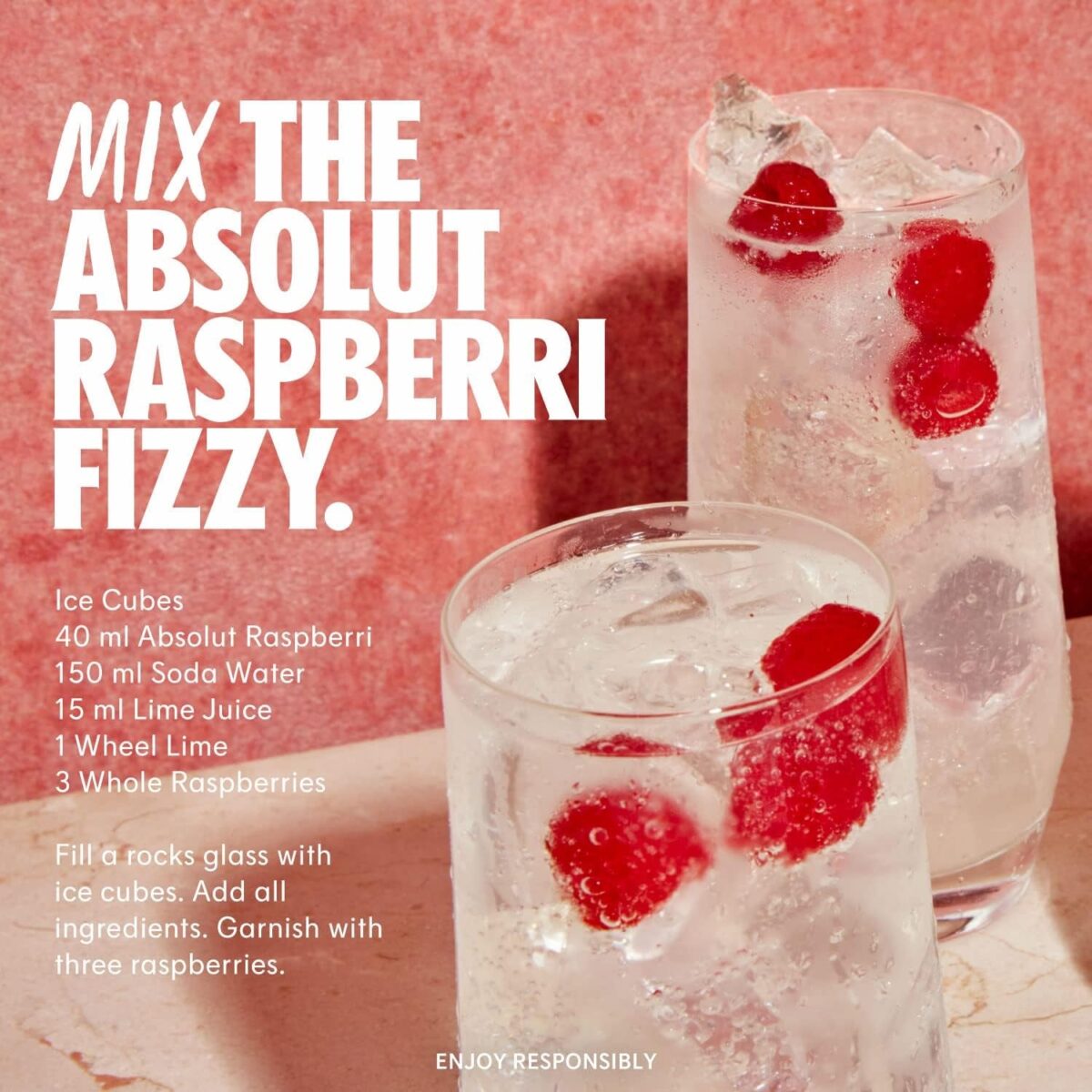 Absolut Raspberri Flavoured Swedish Vodka, 1L