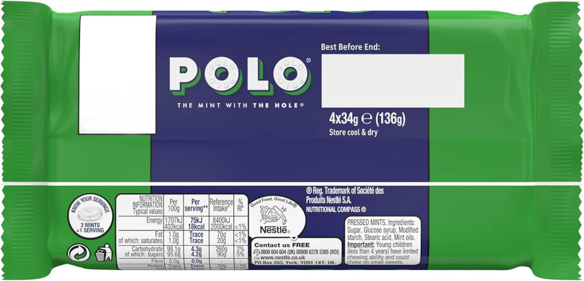 Polo Original Mint Tube Multipack, 4 X 34G