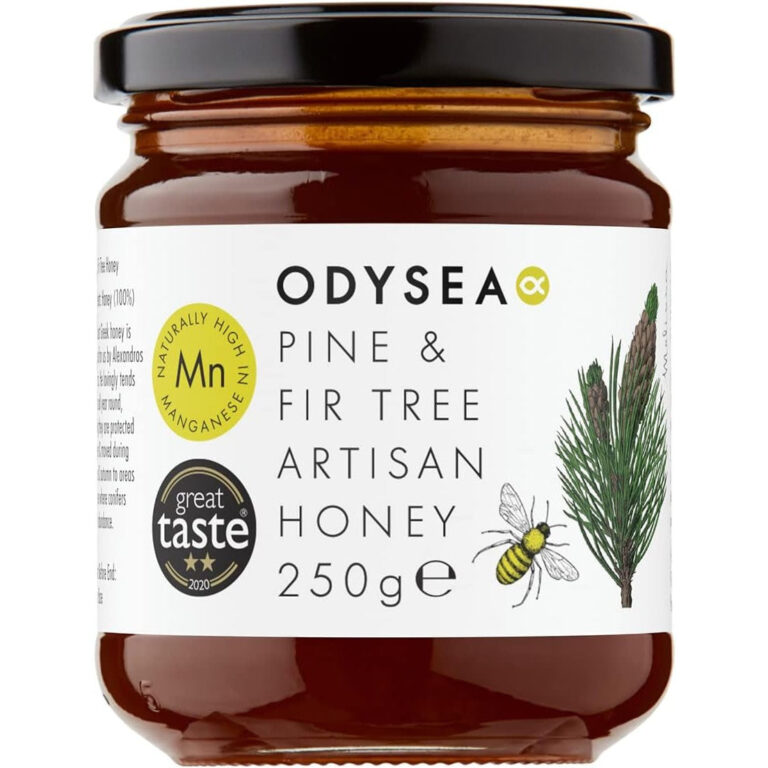 Odysea Pine and Fir Tree RAW HONEY, 250G - Award Winning - 100% Natural, Cold-Extracted, Pure & Unprocessed - Low in Sugar - Healthy - Premium - Greek - High in Manganese