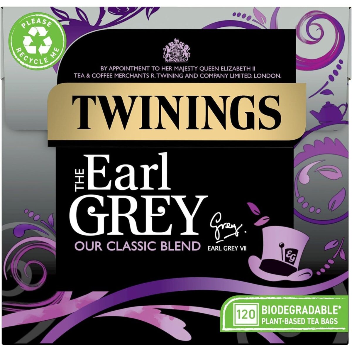 Twinings Earl Grey Full & Fragrant Earl Grey Tea Bags, Large Pack, 120 Biodegradable Tea Bags