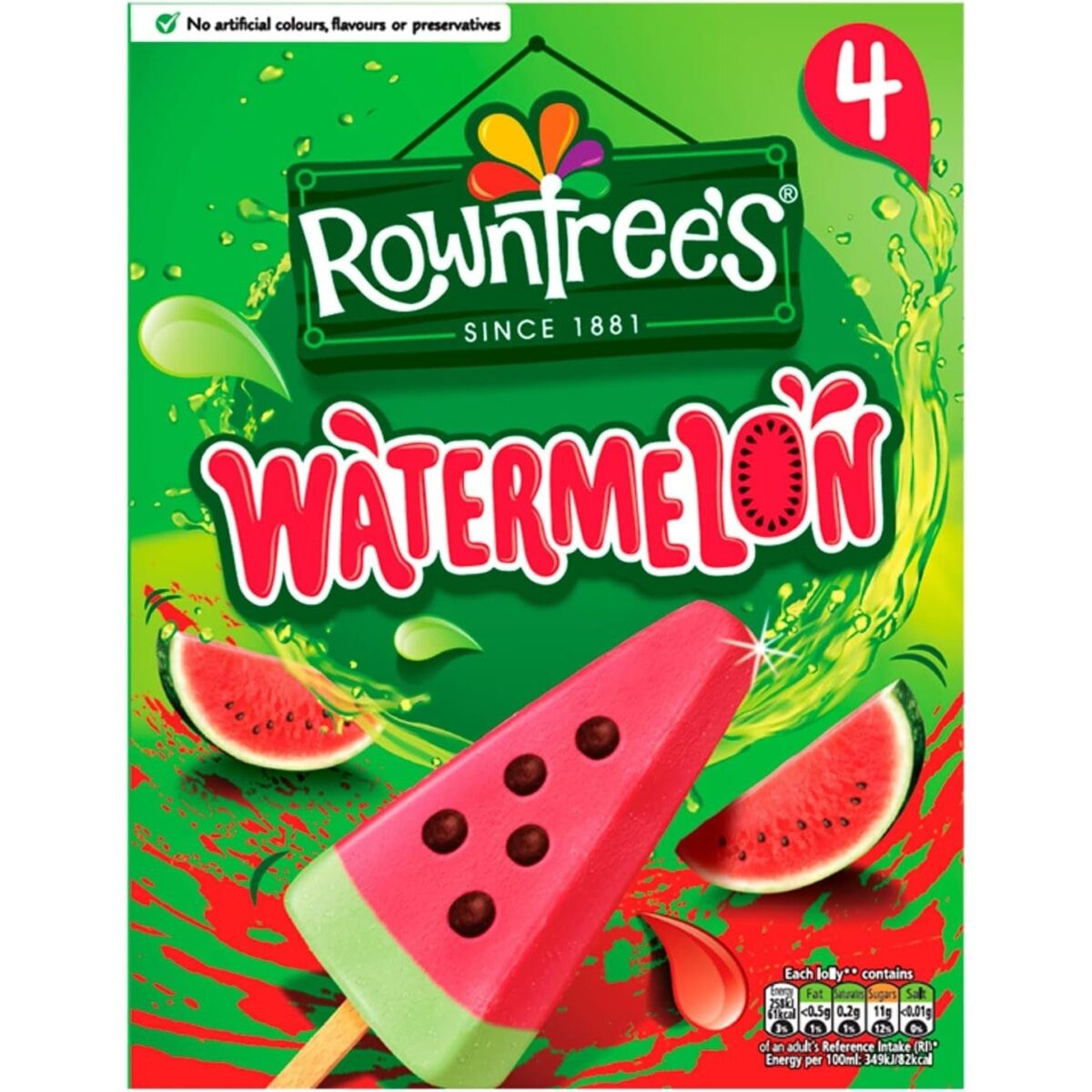 Rowntree'S 4Pk Watermelon Ice Lollies