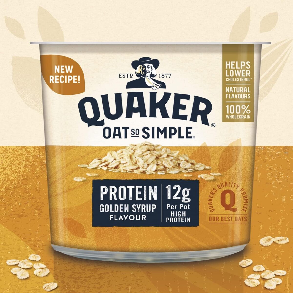 Quaker Oat so Simple Protein Golden Syrup Porridge Pots, 6 X 63 G