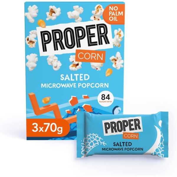 Propercorn Salted Microwave Popcorn 3X70G