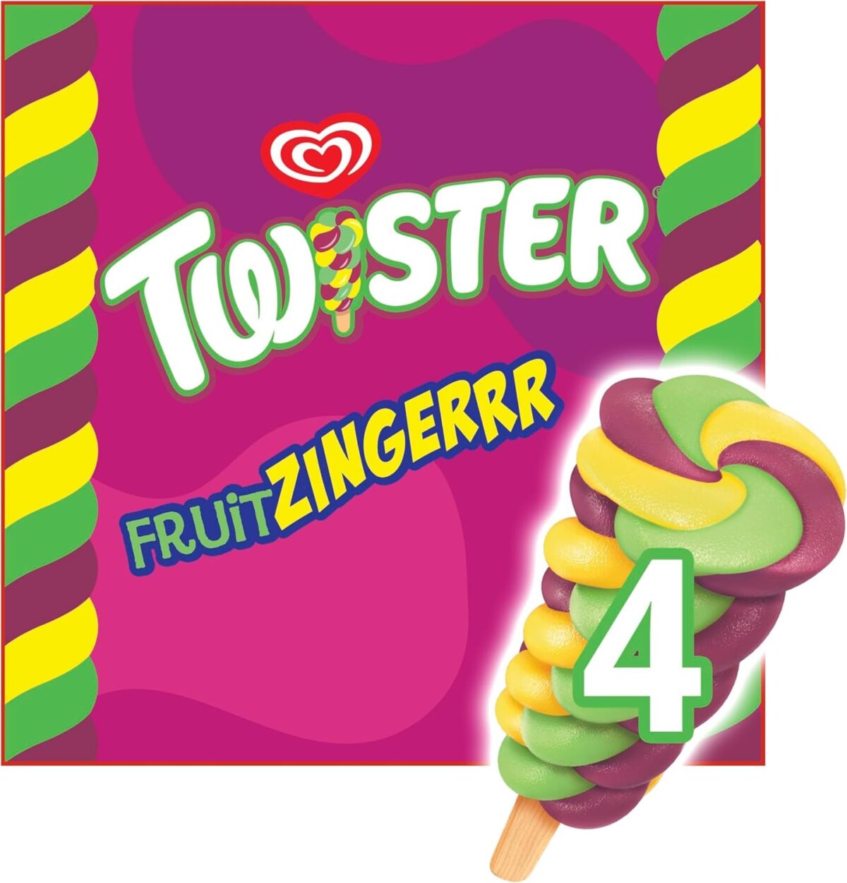 Twister Ice Lolly Fruit Zingerrr, 4 X 70Ml (Frozen)