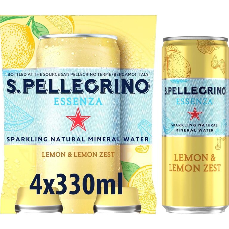 San Pellegrino Essenza Sparkling Water Lightly Flavoured Lemon & Lemon Zest Cans 4X330Ml