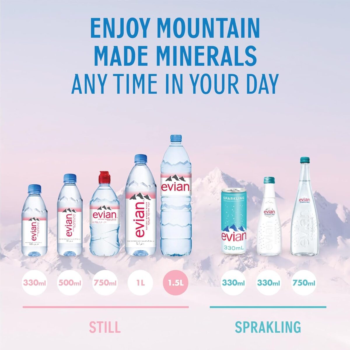 Evian Still Natural Mineral Water, 1.5 L (Pack of 6)