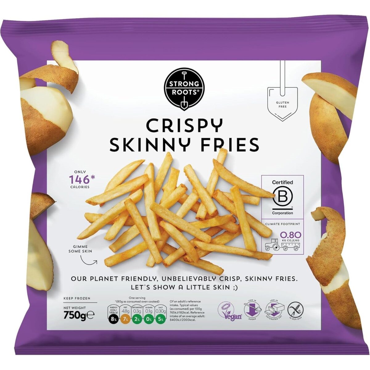 Strong Roots Crispy Skinny Fries, 750G (Frozen)
