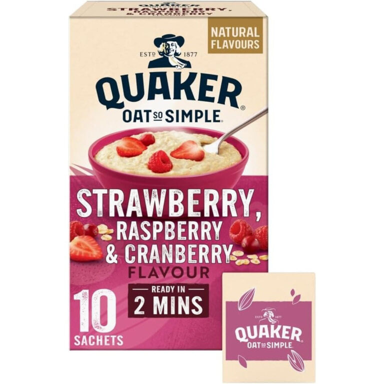 Quaker Oat so Simple Strawberry and Raspberry Porridge, 10 X Sachets