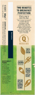 Quaker Oat so Simple Apple and Blueberry Porridge Sachets, 10X36 G