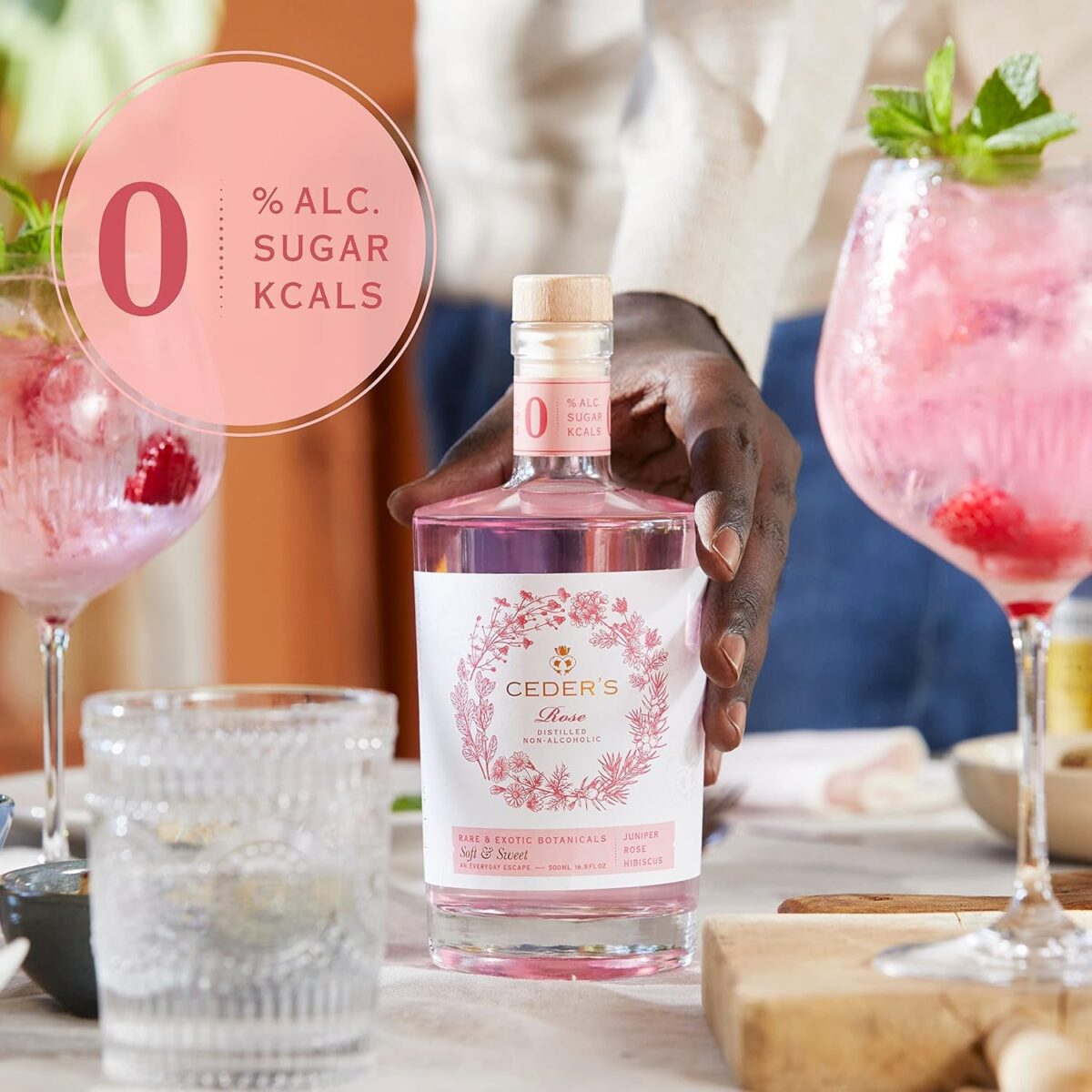 Ceder'S Pink Rose Non-Alcoholic Distilled Spirit, Pink Blush Drink with Juniper and Hints of Rose and Hibiscus, 50 Cl