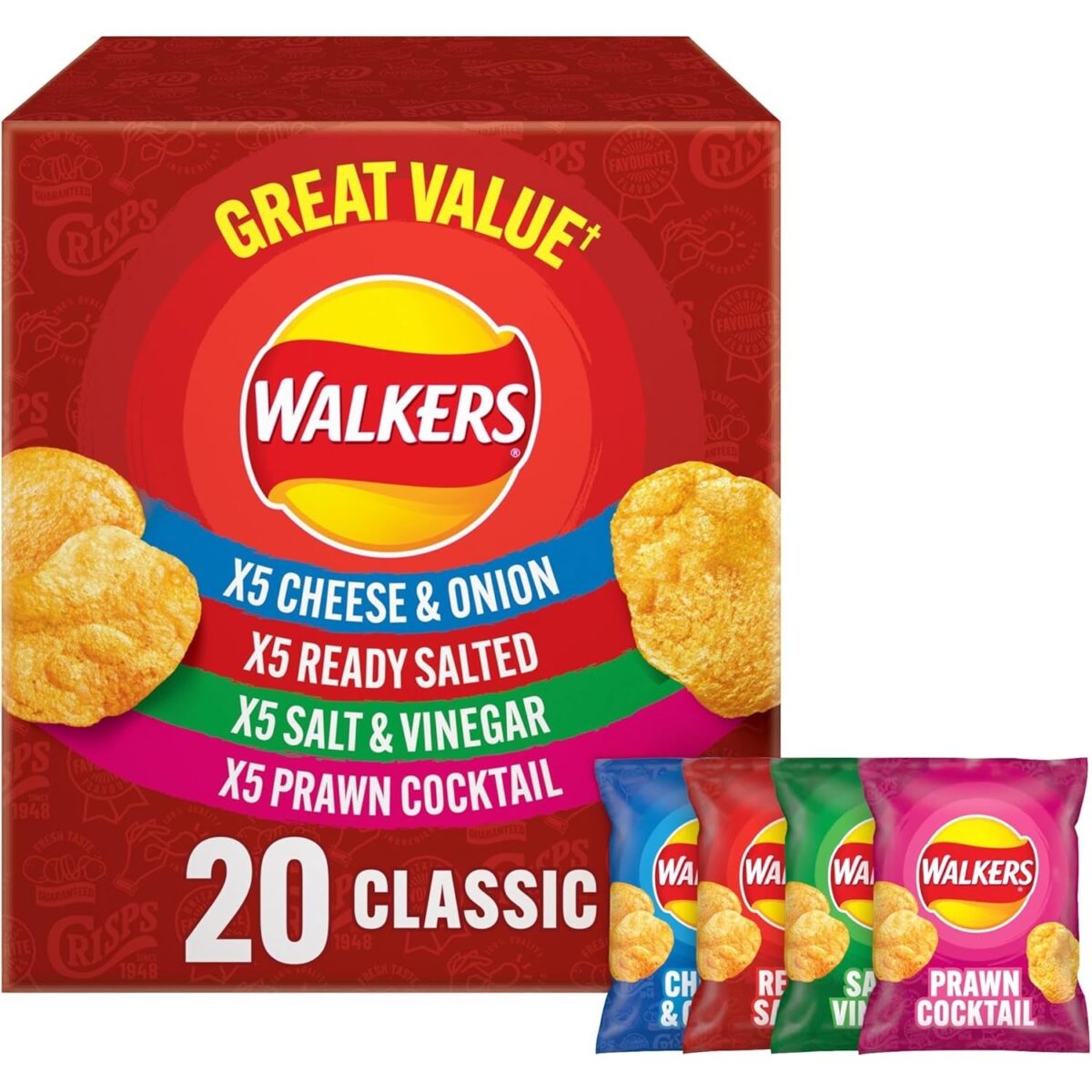 Walkers Classic Variety Multipack Crisps Box 20X25G