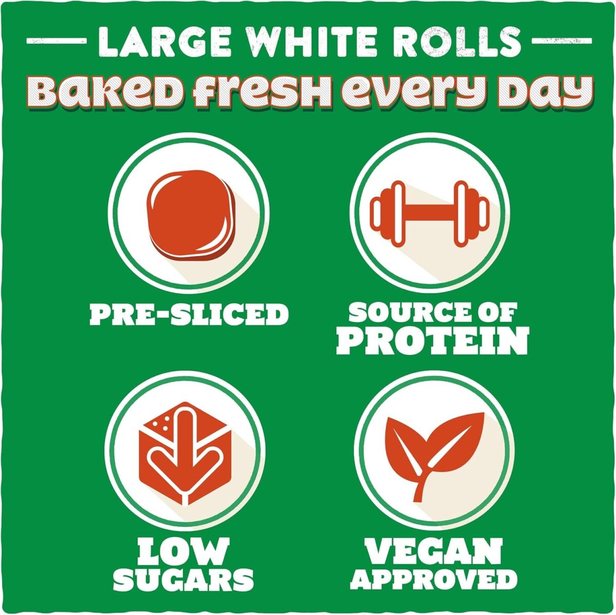 Warburtons 4 Large Sandwich Rolls, 353.2G