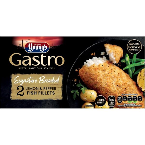 Young'S Gastro Signature Breaded Lemon & Pepper Fish Fillets, 2 X 135G (Frozen)