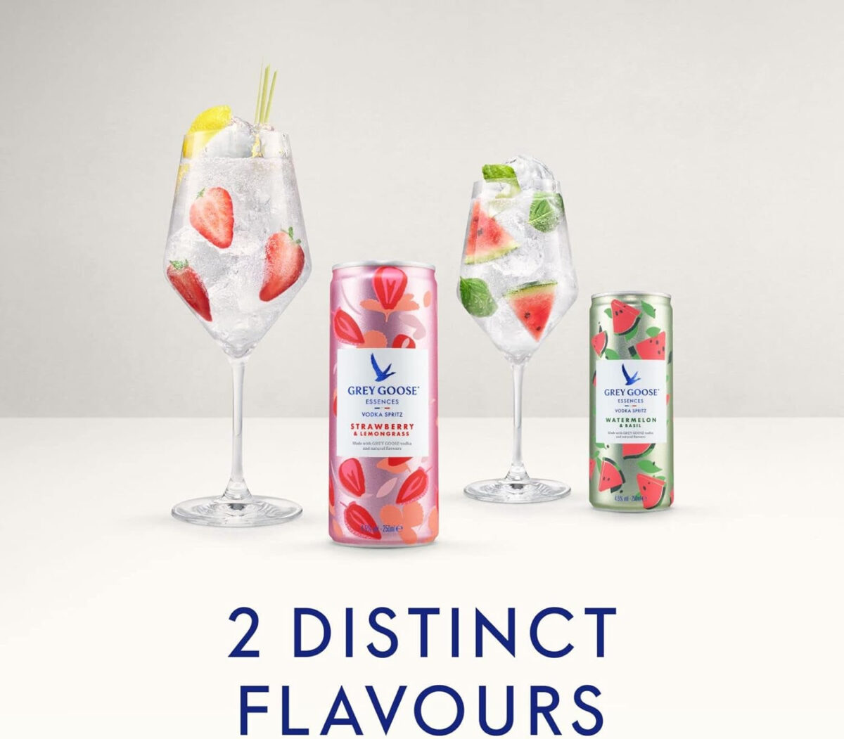Grey Goose Essences Vodka Spritz, Strawberry & Lemongrass, 4.5% ABV, 12 X 25Cl / 250Ml, Ready-To-Drink Pre-Mixed Cocktail Can, Made with Grey Goose Vodka & Natural Flavours
