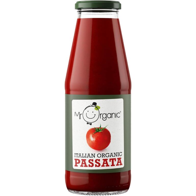 Mr Organic - Passata 690G - Organic & Non-Gmo - Made with Fresh Italian Sun-Ripened Tomatoes - Ideal for Tomato Sauces, Soups, and Stews - Vegan & Gluten-Free