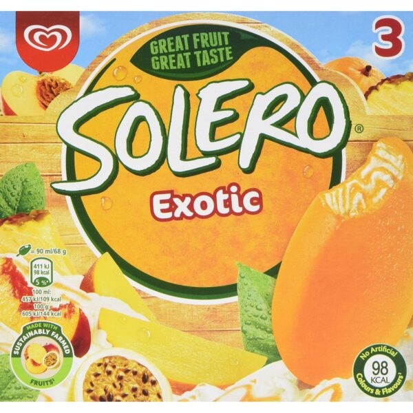 Solero Exotic Ice Cream , 3X 90Ml