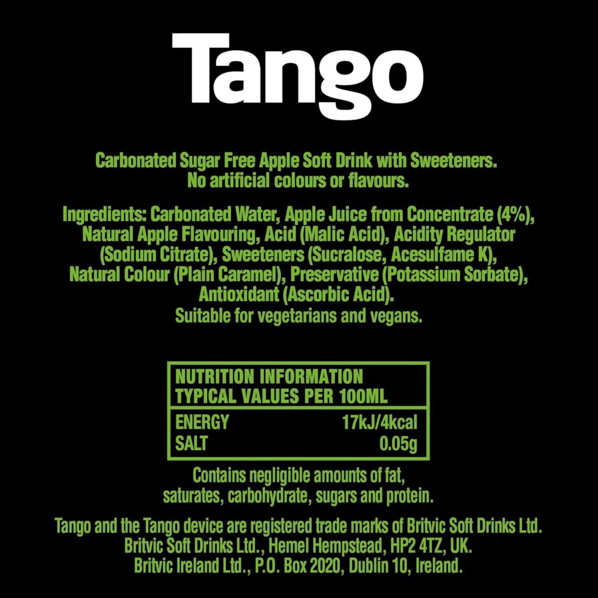 Tango Apple Sugar Free Bottle 2L
