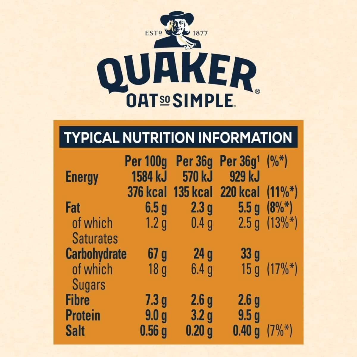 Quaker Oat so Simple Golden Syrup Porridge, 10 X 36 G