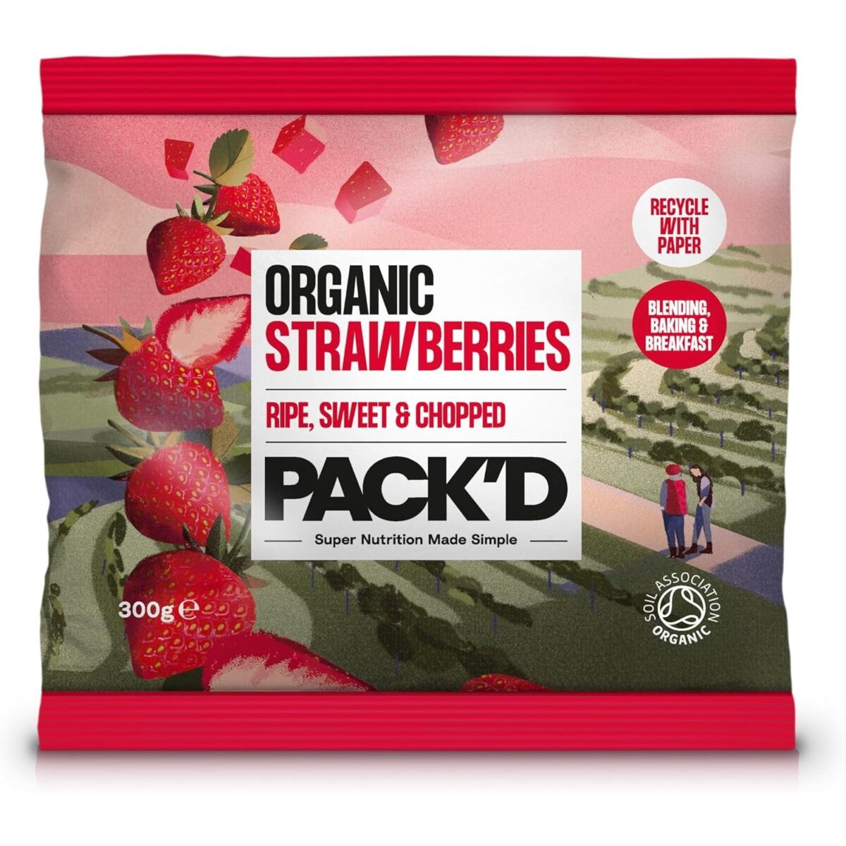 PACK'D Organic & Ripe Diced Strawberries, 300G (Frozen)