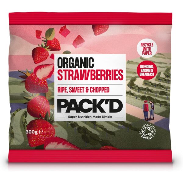 PACK'D Organic & Ripe Diced Strawberries, 300G (Frozen)