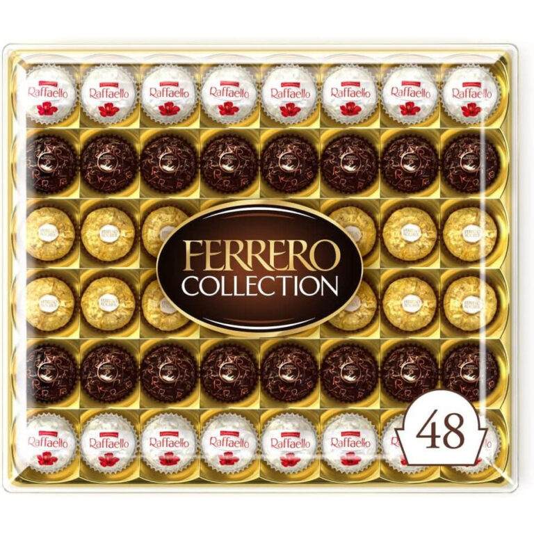 Ferrero Collection Pralines, Christmas Chocolate Gift, Chocolate Hamper, Gifts for Women and Men, Coconut Raffaello and Dark Chocolate Rondnoir, Box of 48 (518G)