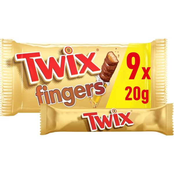 Twix Caramel & Milk Chocolate Fingers Biscuit Snack Bars Multipack 9X20G