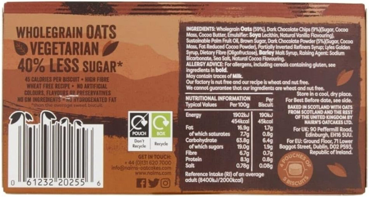 Nairn'S Wheat Free Dark Chocolate Chip Biscuits, 200 G