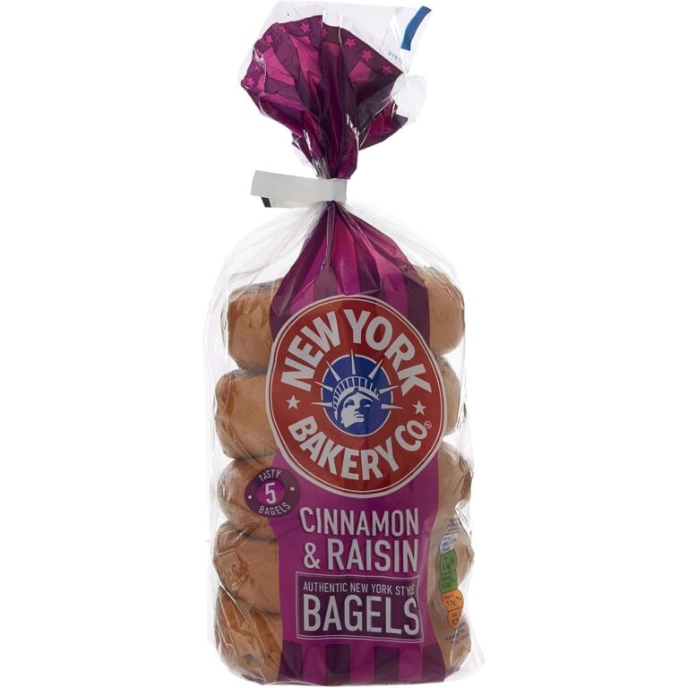 New York Bakery Co. Cinnamon and Raisin Bagels, 5 Count ( Pack of 1)