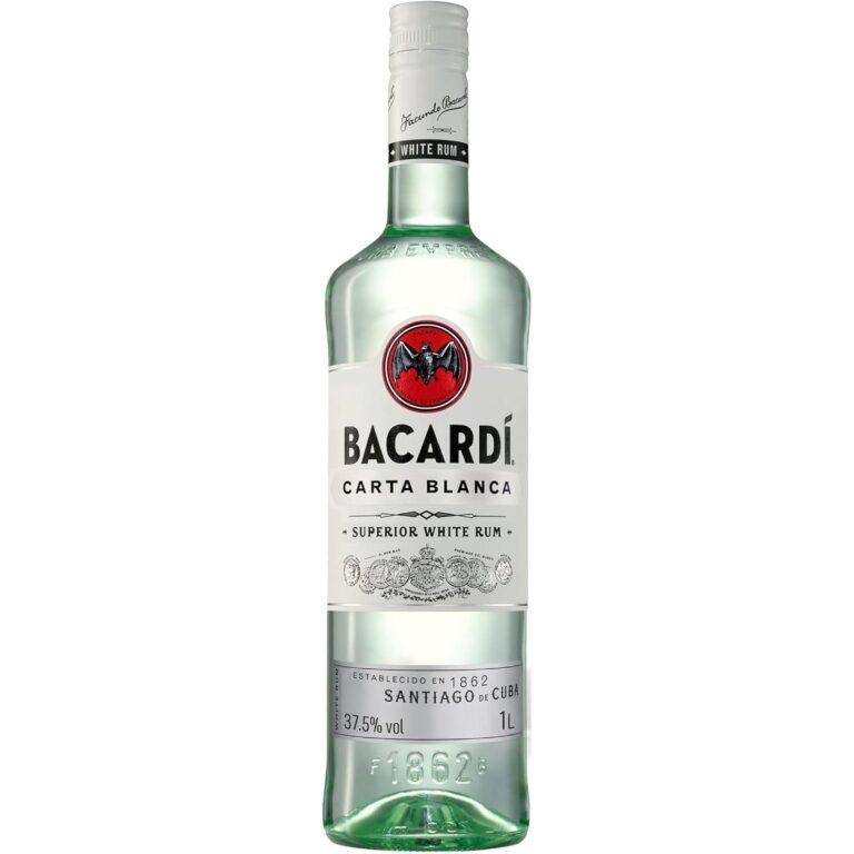 BACARDÍ Carta Blanca Superior White Rum, 37.5% ABV, 100Cl / 1L, Iconic Caribbean Rum Perfect for Cocktails