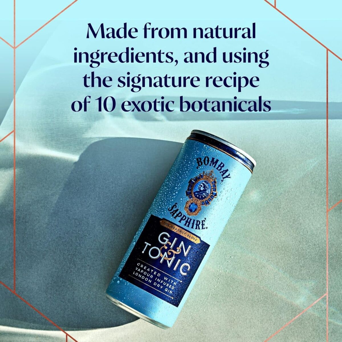 Bombay Sapphire Premium Gin & Tonic Fridge Pack, Ready-To-Drink Pre-Mixed Cocktail Can, Vapour Infused London Dry Gin, Natural Flavours & Premium Tonic Water, 6.5% ABV, 8 X 25Cl / 250 Ml