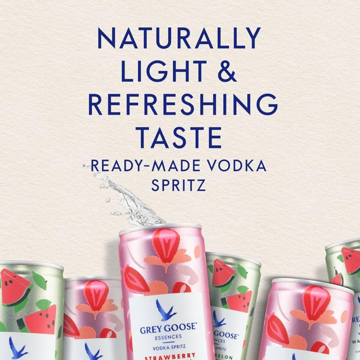Grey Goose Essences Vodka Spritz, Strawberry & Lemongrass, 4.5% ABV, 12 X 25Cl / 250Ml, Ready-To-Drink Pre-Mixed Cocktail Can, Made with Grey Goose Vodka & Natural Flavours