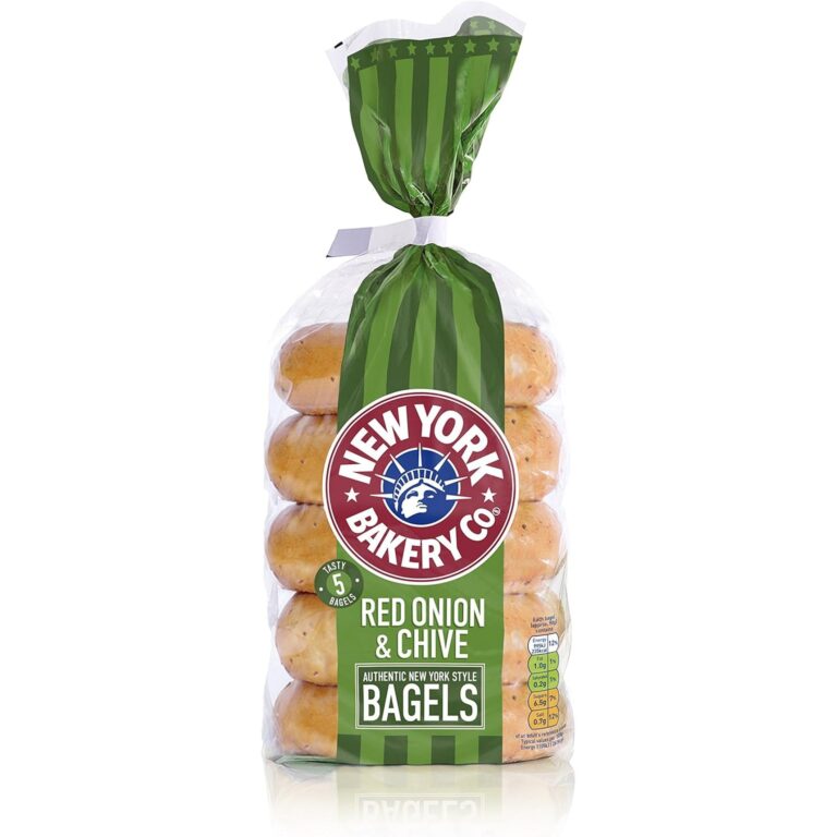 New York Bakery Co Red Onion and Chive Bagels, Pack of 5, 520G