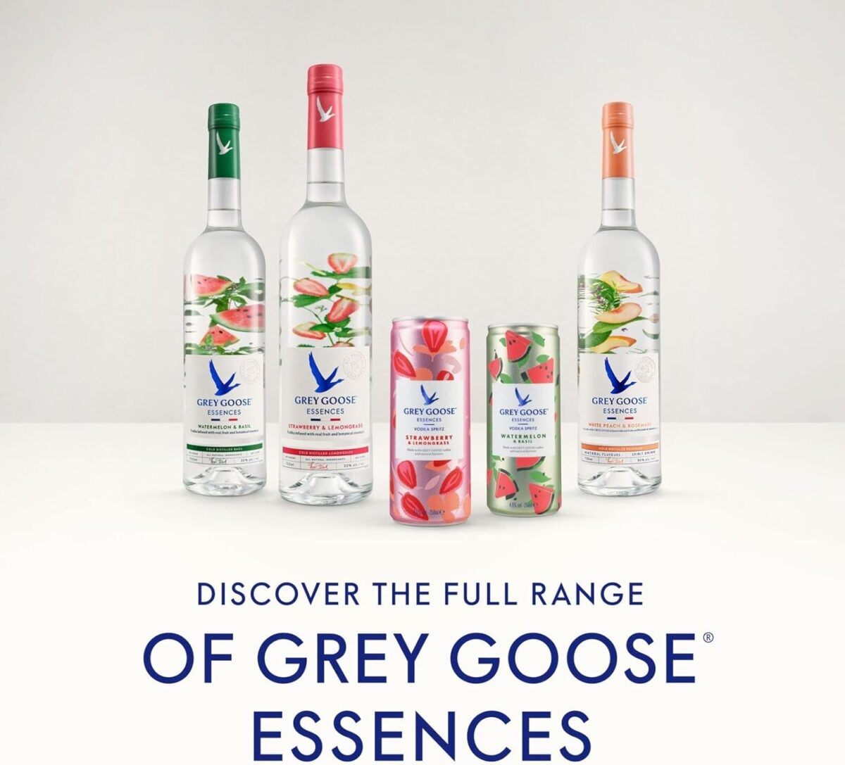 Grey Goose Essences Vodka Spritz, Strawberry & Lemongrass, 4.5% ABV, 12 X 25Cl / 250Ml, Ready-To-Drink Pre-Mixed Cocktail Can, Made with Grey Goose Vodka & Natural Flavours