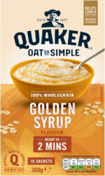 Quaker Oat so Simple Golden Syrup Porridge, 10 X 36 G