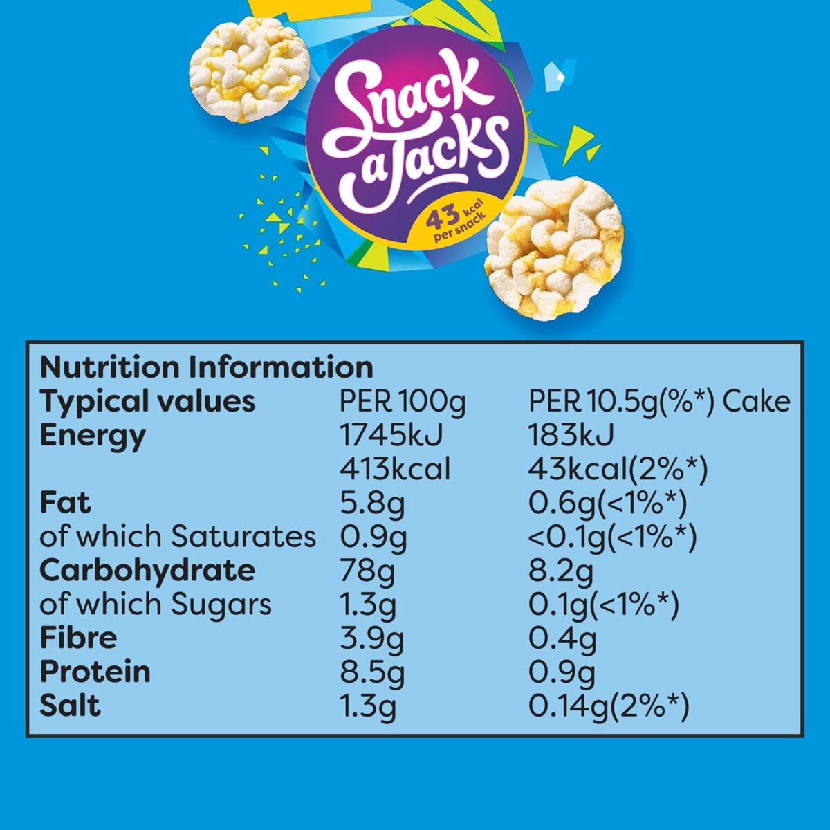 Snack a Jacks Salt and Vinegar Sharing Rice Cakes Crisps 117 G