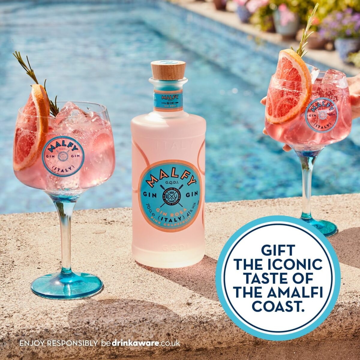 Malfy Rosa Sicilian Pink Grapefruit Flavoured Gin | Various Flavours | 41% ABV | 70Cl | Citrus Grapefruit Notes | Background Notes of Juniper | Grapefruit Flavoured Gin Inspired by the Amalfi Coast