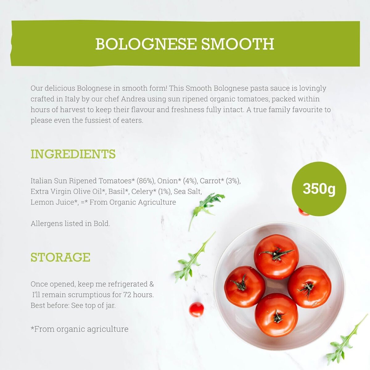 Mr Organic - Smooth Bolognese Sauce - Vegan, No Added Sugar, Organic and Natural Bolognese Sauce - Contains Sun Ripened Tomatoes, Fresh Onion and Herbs